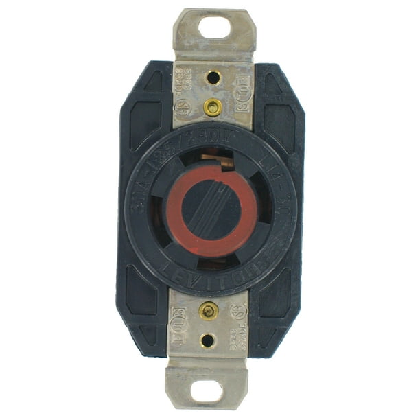 Leviton 065-2710-0 30A 125/250V Black Industrial Grade Flush Mount