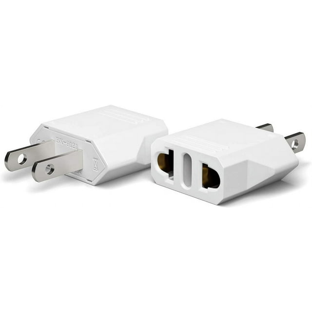 Europe to US Plug Adapter, 2 Pack, European to USA Plug Adapter, EU to US Plug Converter, Travel from Europe to USA Outlet, Power Travel Adapters European to American, Canada, Mexico, Type A
