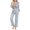Gray, variant on Sleepwear Set Women's Silk Comfy Long Sleeve Pants Suit With Crepe Edge Lapel Homestay Pajamas,Blue