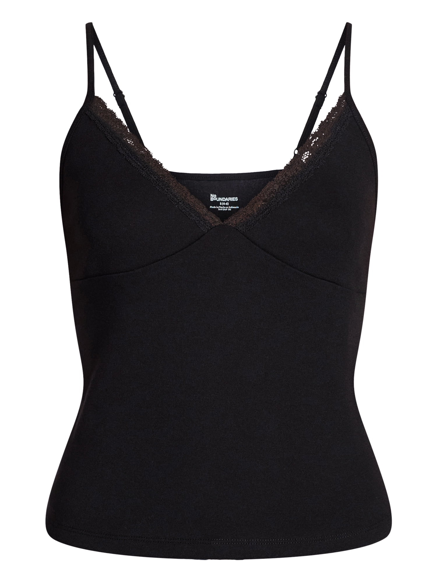 No Boundaries Lace Trim V-Neck Cami, Women’s XXS-XXL