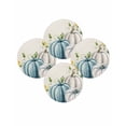 thumbnail image 7 of 15 Inch Round Placemats Set of 4, Thanksgiving Fall Non Slip Heat Insulation PP Table Mats, Blue White Pumpkin Leaves Floral Washable Place Mats for Kitchen Dining Party Table Decor, 7 of 7