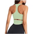 thumbnail image 4 of Bxsruta Women's Seamless Sports Bra Workout Crop Top Tank Tops for Women Long Lined Sports Bra Ribbed Crop Top Fitness Green S, 4 of 6