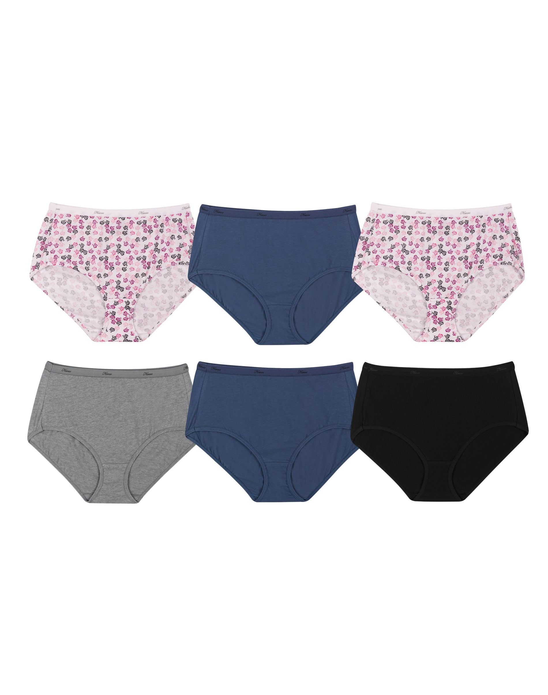 Hanes Women's High-Waisted Brief Underwear Pack, Moisture-Wicking, 6-Pack  Fashion 7