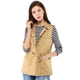 thumbnail image 3 of Chaleco Tipo Anorak Estilo Cargo Ligero Con Cordón Para Mujer Caqui S, 3 of 6