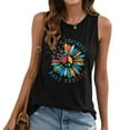 thumbnail image 4 of T Shirts for Women Trendy Sunflower Graphic Tees Navy Sleeveless Peace Sign Loose Tank Tops Black Oversized Blouses L, 4 of 7