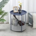 thumbnail image 3 of VECELO Round Side Table with Storage, Metal Small Nightstand with Removable Tray Top and Fabric Storage Basket for Living Room, Bedroom, Nursery, Laundry, Blue, 3 of 8