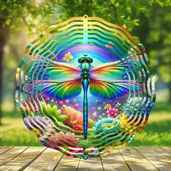 Colorful Dragonfly Wind Spinner - Metal Vibrant Design, Garden Decor for Mother's Day & Birthday Gifts Large Hanging Art Wind Sculpture Decorations