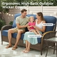 thumbnail image 2 of Unnifurnzi Outdoor Wicker Couch-All Weather Rattan 3 Seater Patio Couch with 6'' Thick Cushions High Back Outdoor Sofa for Deck Lawn Porch Balcony Poolside-Brown/Blue, 2 of 7