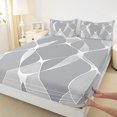 thumbnail image 3 of Manfei Modern Grey Stripes Bed Sheets for Kid, Chic Geometric King Sheets, Abstract Ombre Sheet Set, Ultra Soft Home Decor, 4pcs, 3 of 7