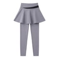 thumbnail image 3 of Huanglei Girls' Sports Pants For Kids | Stretch Knit Joggers For And Summer Activity Leggings With Skirt Overlay For Girls ï¼Back To Skirted Leggings /Size 9-10 Years(Gray), 3 of 4