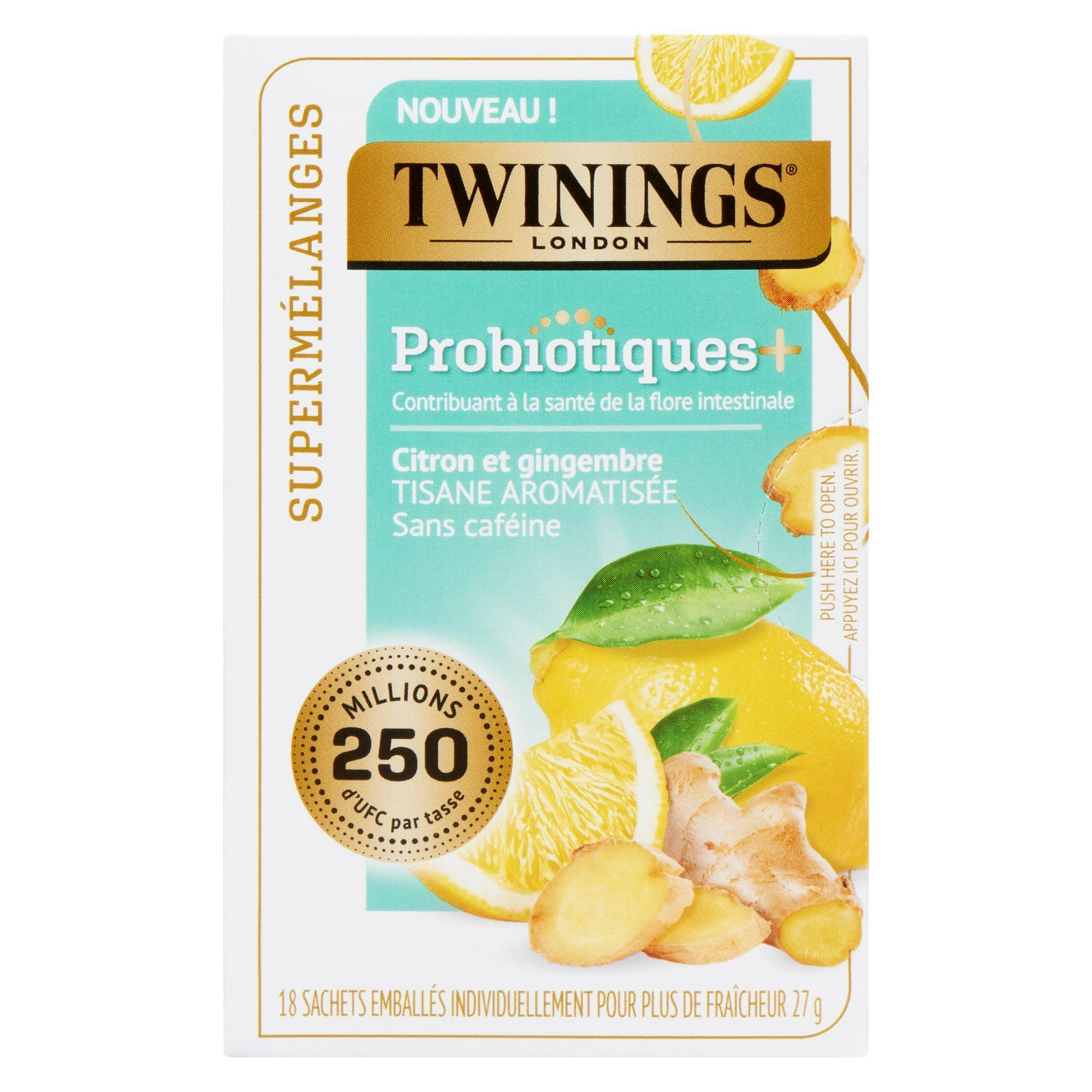Twinings Superblends Probiotics+ Lemon & Ginger 18 Tea Bags, Lemon & Ginger
