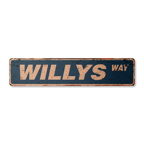 WILLYS Vintage Plastic Street Sign new road 4x4 truck willy | Indoor/Outdoor | 24" Wide
