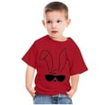 thumbnail image 2 of Lilgiuy Toddler Easter Shirts Summer Solid Color Cute Bunny Sunglasses Graphic T-Shirt Rabbit Easter Day Gift Short Sleeve Unisex Tops for School Beach Holiday(Red,9-10 Years), 2 of 5
