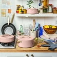 Beautiful 12pc Ceramic NonStick Cookware Set, Rose by Drew Barrymore