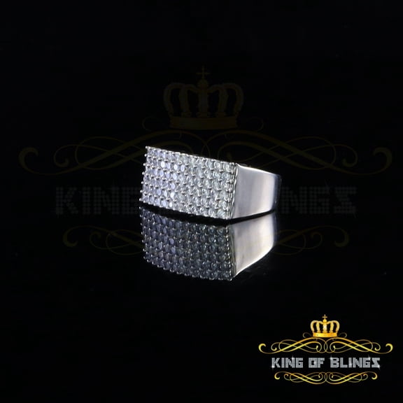 King of Bling's 925 Sterling Silver White 4.25ct Cubic Zirconia Rectangle Men's Ring Size 10.5