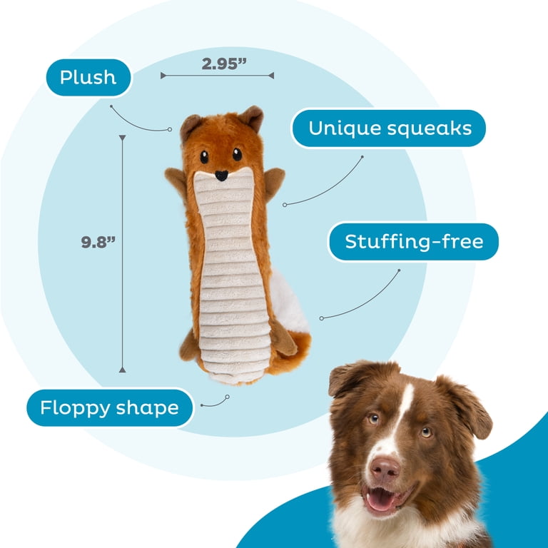 Outward Hound Big Squeak Fox Plush Dog Toy, Orange, Medium for