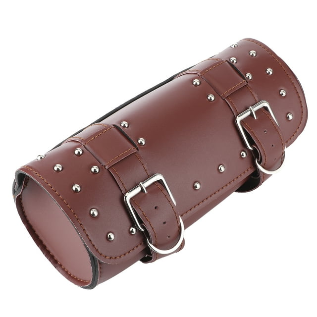Motorcycle Tool Bag, Wear-resistant Motorcycle Handlebar Bag Durable Motorcycle Saddle Bag With Leather Buckle Strap For Storage Tool For Motorcycles Brown,Black