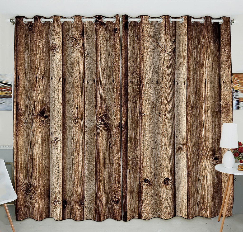 GCKG Vintage Rustic Knotty Old Barn Wood Window Curtain Kitchen Curtain