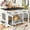 Black,White + MDF, variant on 44.48" Large Dog Crate Furniture, Indoor Wooden Dog Kennel End Table with 2 Storage Drawers and Rotating Bowls, Decorative Pet Cage Dog House for Medium Dogs, Gray
