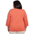 thumbnail image 2 of Alfred Dunner Womens Plus-Size Asymmetric Floral Embroidered Tie Ruching Top, 2 of 4