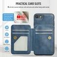 thumbnail image 5 of ELEHOLD Case for iPhone 7 / 8 / SE 2022 & 2020, Shockproof Magnetic Leather Wallet Case with Hand Grip & Kickstand & RFID Blocking,Blue, 5 of 8