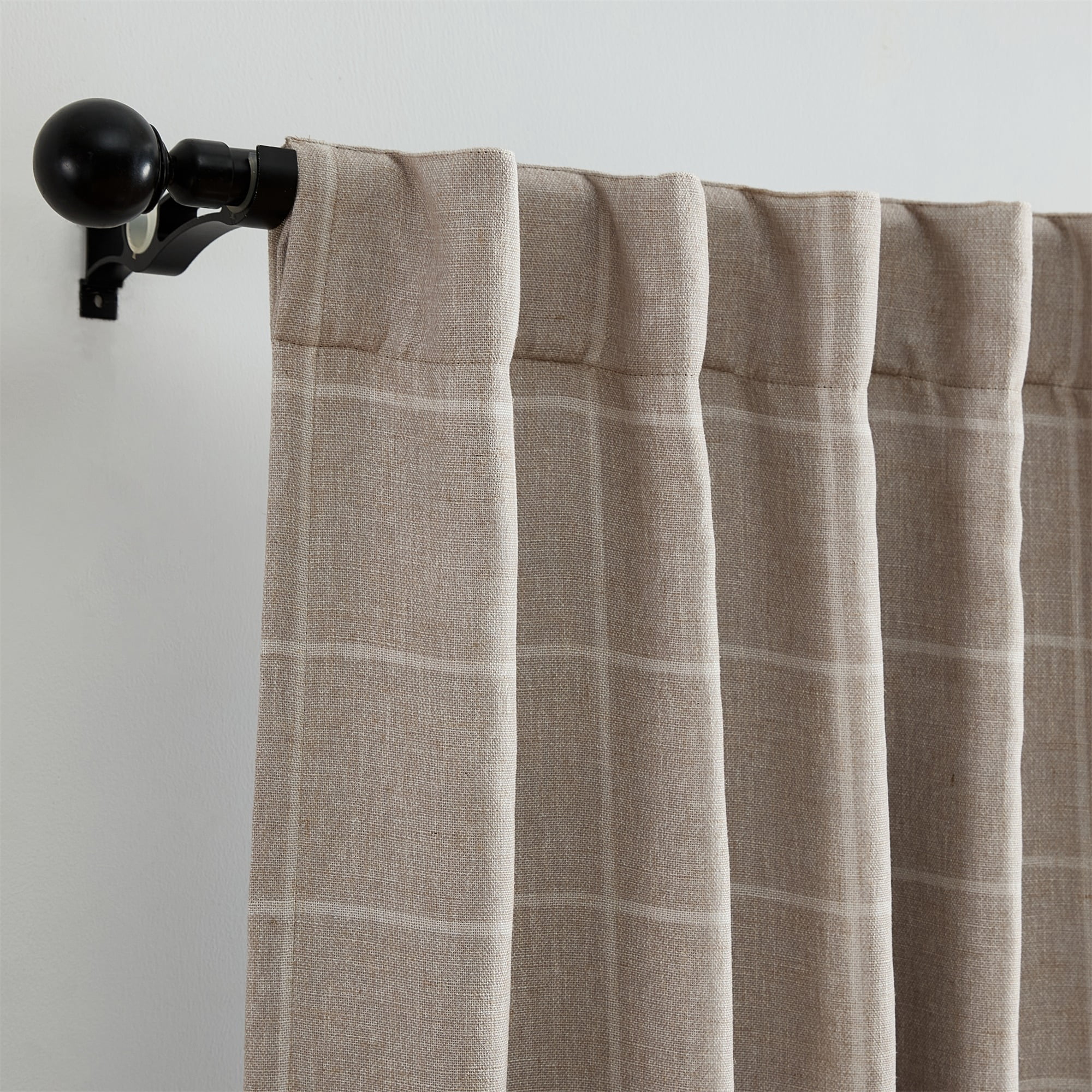 Elrene Home Fashions Sawyer Windowpane Plaid Blackout Window Curtain, Linen, 52" x 84"