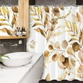 thumbnail image 3 of Brown Eucalyptus Leaf Long Shower Curtain, Brown Botanical Watercolor Plants Bathroom Curtain Bathtub Home Decor Waterproof Fabric Machine Washable with 12 PCS Hooks,72" Wx84 L, 3 of 6