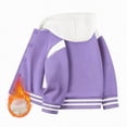 thumbnail image 2 of Karoyedx Varsity Letterman Jacket Kids Varsity Jacket Girls Boys Baseball Jacket Bomber Coat School Uniform with Pocket Purple Size,11-12 Years, 2 of 5