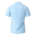 thumbnail image 4 of UVEASISHA Mens Summer Linen Shirts Casual Short Sleeve Button Down Shirt Classic Fit Lightweight Collarless Beach Shirts Stylish Tops Light Blue 3XL, 4 of 7