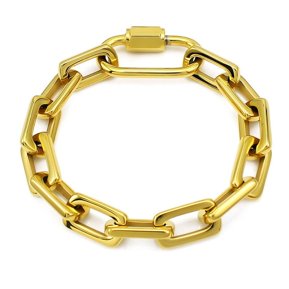 New Chunky Chain Stainless Steel Bracelets for Women Men Big Lock Charm Thick Rectangular Link Bracelet Bangles Hand Jewelry