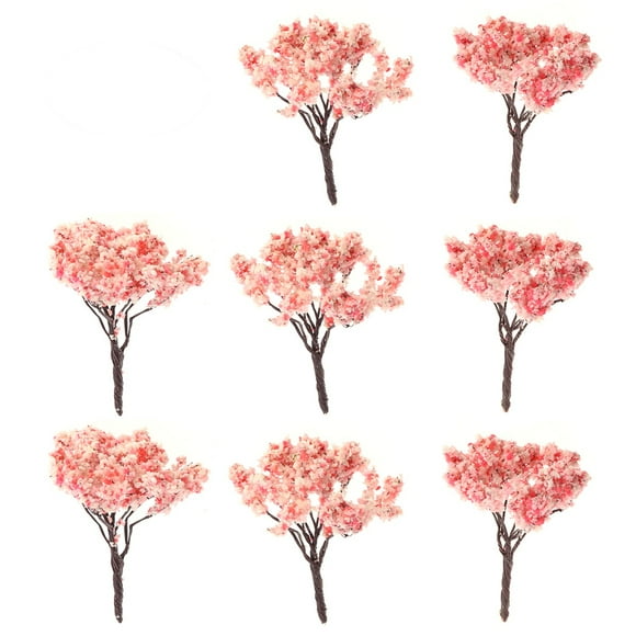 10Pcs Micro Landscape Tree Pink Tree Trunk Shape Metal for Diorama and Colleagues