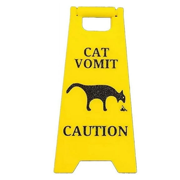 Cat Vomit Warning Sign Decoration, Fun Gift for Lovers, Suitable Desk and Office Use A New