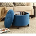 thumbnail image 2 of Designs4Comfort Round Ottoman in Light Blue Corduroy Finish with Wood Legs, 2 of 5