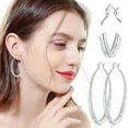 thumbnail image 6 of Hoop Earrings for Women 925 Sterling Silver Large Earrings Lightweight Earrings Jewelry Gift, 6 of 7