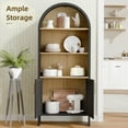 thumbnail image 3 of MAYEERTY Arched Accent Cabinet with Cross Panel Doors, Elegant Display for Living Room & Entryway, 60" Black Beech, 3 of 6