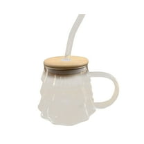 SLYNSHome Glass Coffee Mugs with Lids & Straws,Transparent Mugs with Handles for Hot Beverages,Tea,Cappuccino,Latte,Espresso,Juice Christmas Birthday Gifts