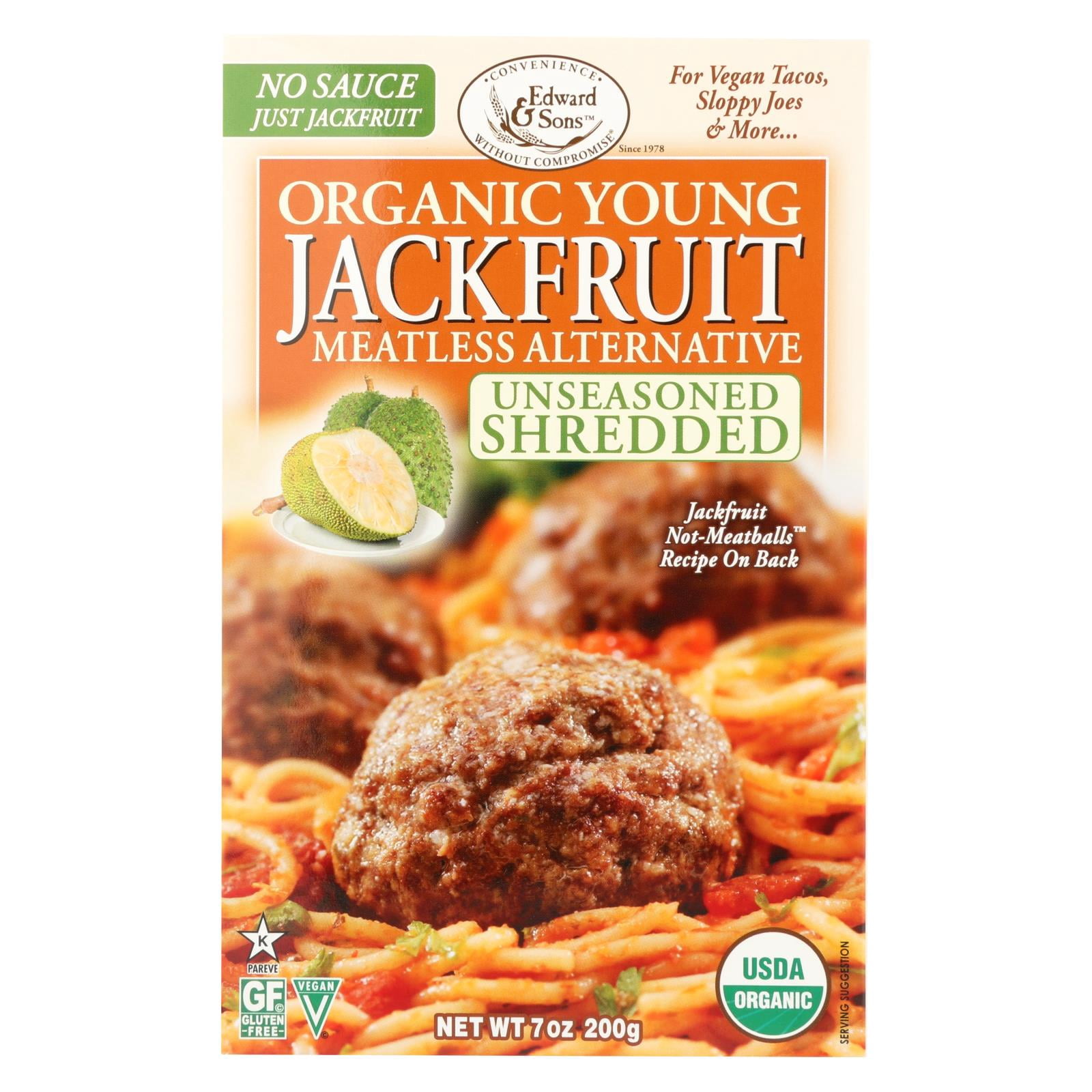 Edward & Sons Unseasoned Shredded Organic Young Jackfruit Meatless Alternative - Case Of 6 - 7 Oz