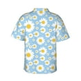 thumbnail image 3 of Balery Daisies Flowers Print Men's Hawaiian Shirts Short Sleeve Beach Shirt Relaxed Fit Vacation Button Down Shirts-Small, 3 of 9