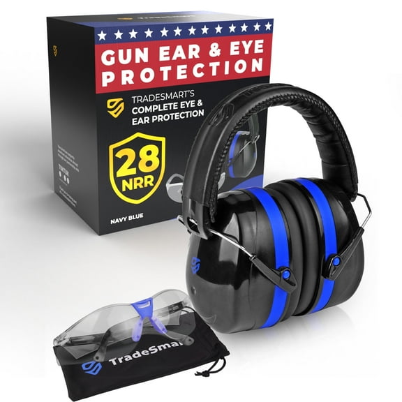 TradeSmart Ear and Eye Protection for Shooting, NRR 28, Clear Glasses