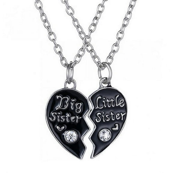 UDIYO 2 Pcs/Set Letter Carved Sister Love Heart Pendant Friendship Matching Necklaces