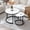 White+Black Metal, variant on Nesting Coffee Table Set of 2, 23.6" Round Coffee Table Marble Pattern Wooden Tables with Sturdy Metal Frame, Industrial End Table Side Tables for Living Room Bedroom Balcony YarAd