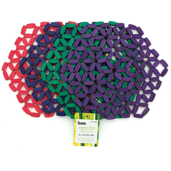 4pc Bamboo Trivet 8.5", Assorted Colors, For Hot Pans, Pots, Bowls, Mugs