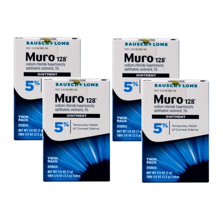 Bausch & Lomb Muro 128 Sodium Chloride Ointment 5% Twin Pack 1/8 Oz Each - 4 Pack