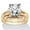 Yellow Gold-Plated Brass, variant on 3 Cttw Round Cubic Zirconia 14k Gold-Plated Solitaire Wedding Ring Set