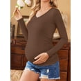 thumbnail image 5 of Weardear 3 Pack Maternity Shirt Long Sleeve Side Ruched Pregnancy Tunic Tops Casual V Neck T Shirts for Women, 5 of 6