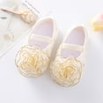 thumbnail image 2 of TOWED22 Baby Girl Princess Bowknot Soft Sole Cloth Crib Lace Shoes Sneaker with Headband 5,Beige, 2 of 5