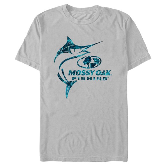 Men's Mossy Oak Swordfish Blue Logo Graphic Tee Silver X Large
