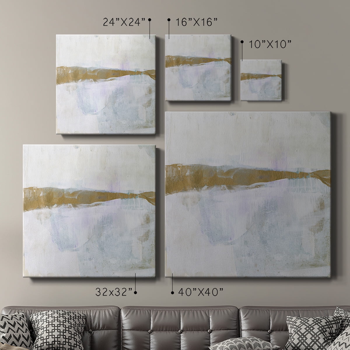 Wexford Home Gold Ribbon Horizon I-Premium Gallery Wrapped Canvas, 16" x 16" - Ready to Hang