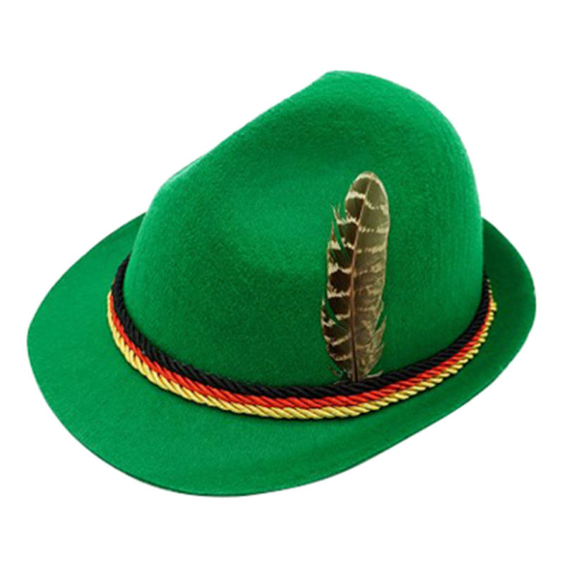 Luxury Felt German Fedora Hat Oktoberfest Costume Hat - Grass, Men's, Size: 60cm, Green
