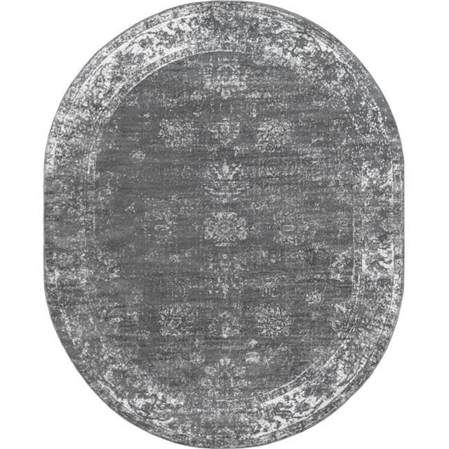 Unique Loom 3151884 8 x 10 ft. Casino Sofia Oval Rug, Dark Gray